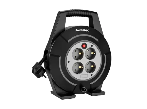 Aweltec Enrouleur de c&acirc;ble 4 Prises 10 m/15 m, Enrouleur de Rallonge Schuko avec Coupe Thermique, Norme Allemande, H05VV-F 3G1.5, 3200 W