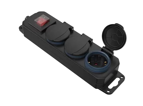 Multiprise ext&eacute;rieure ALLROAD IP44 prise 3 voies de type allemand avec interrupteur