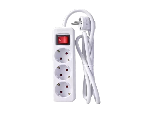 Multiprise Schuko allemande de type F &agrave; 3 prises ALLROAD, 3680 W 16 A, interrupteur marche/arr&ecirc;t