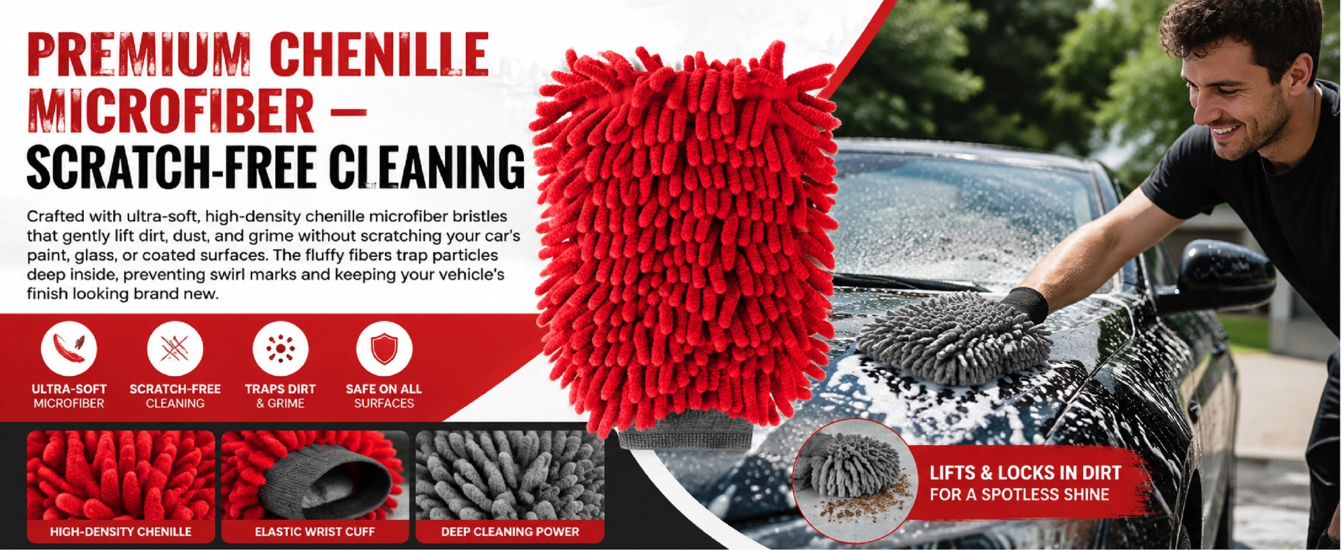 Allroad Lot de 7 gants de toilette en microfibre chenille