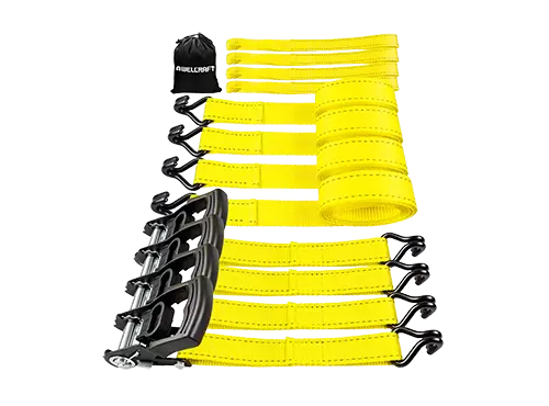 AWELCRAFT Sangles &agrave; cliquet 4PK 4500 lbs 1,5"x15' Double J Crochets Boucles Souples