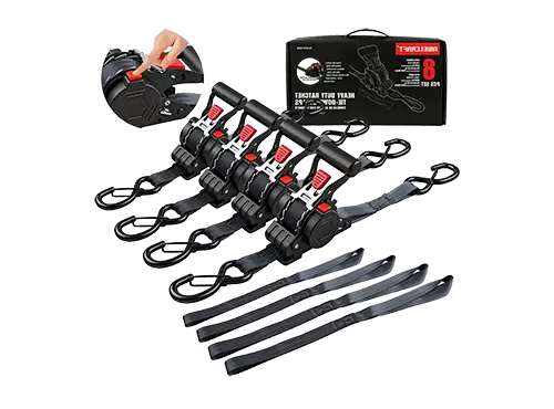 Sangles &agrave; cliquet r&eacute;tractables automatiques, paquet de 4, 1.5 "x 10', r&eacute;sistance &agrave; la rupture de 3000lb avec boucles souples, robustes