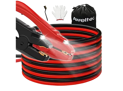 AWELTEC C&acirc;bles de d&eacute;marrage de calibre 6 de 16 pieds avec lumi&egrave;re LED pour voiture SUV camion