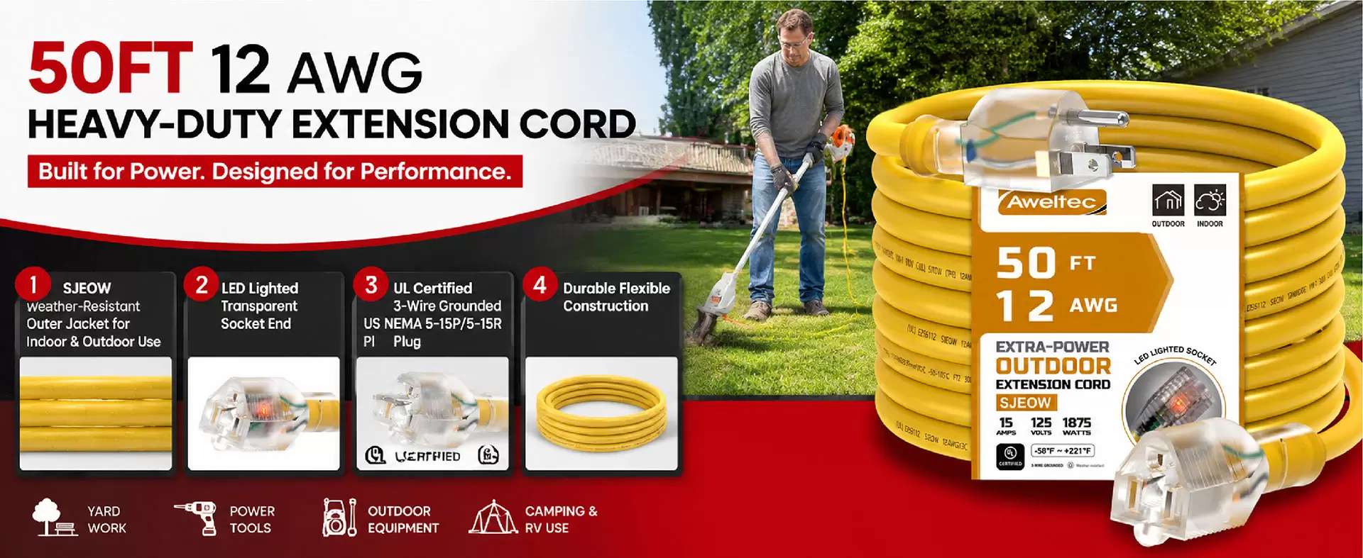 Rallonge extérieure Aweltec 50 pi 12 AWG